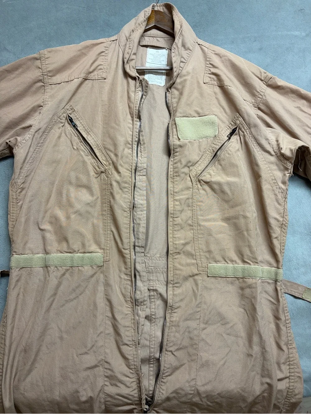 US Military Flight Suit Coveralls Tan Nomex 48L Pilot Aircrew Flyers USA VTG